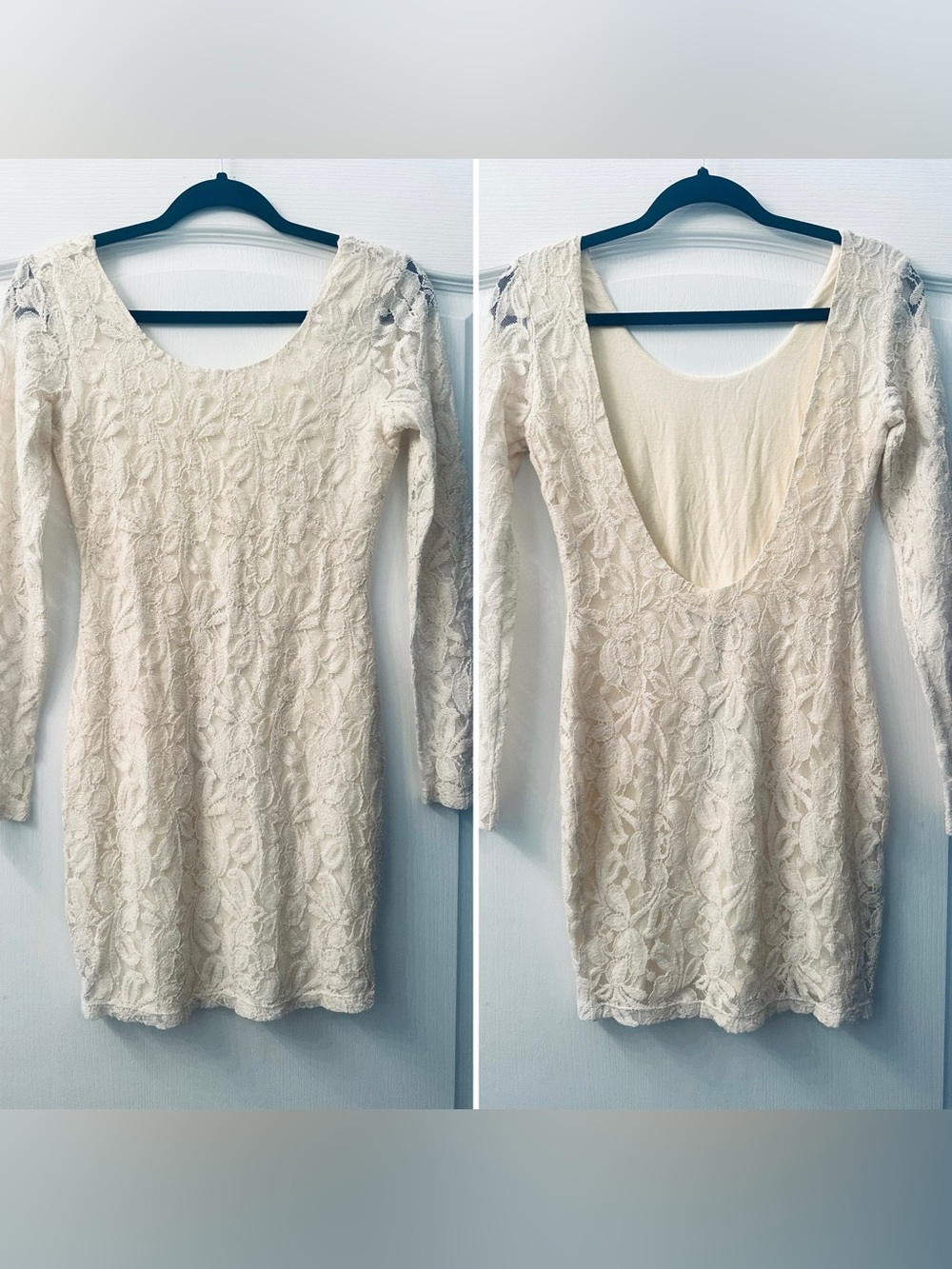 Blaque Label Cream Lace Scoop-Back Mini Dress S